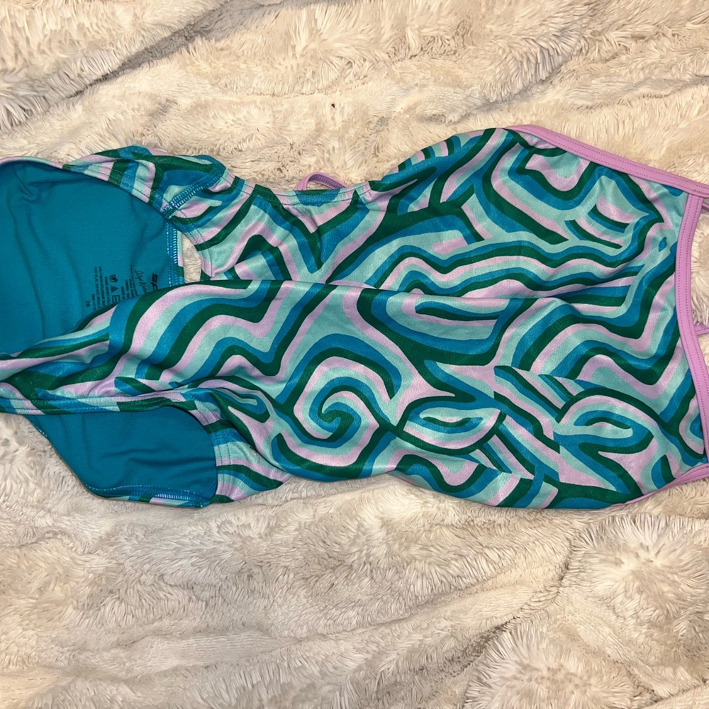 Vibrant Green and Purple One Piece Swimwear GRETCHEN&ALEX WALSH COLLECTION